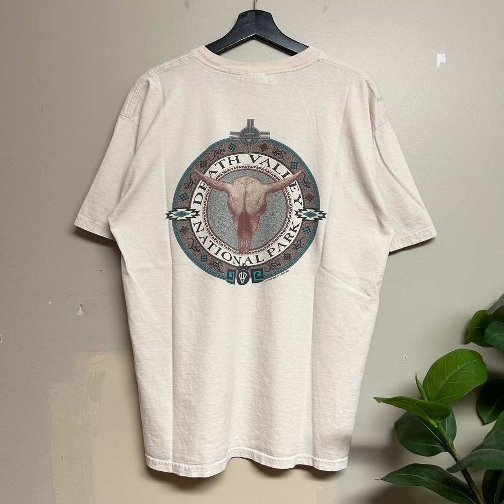 Vintage 90s Death Valley National Park Western Shirt Fred Harvey Mens L Cream